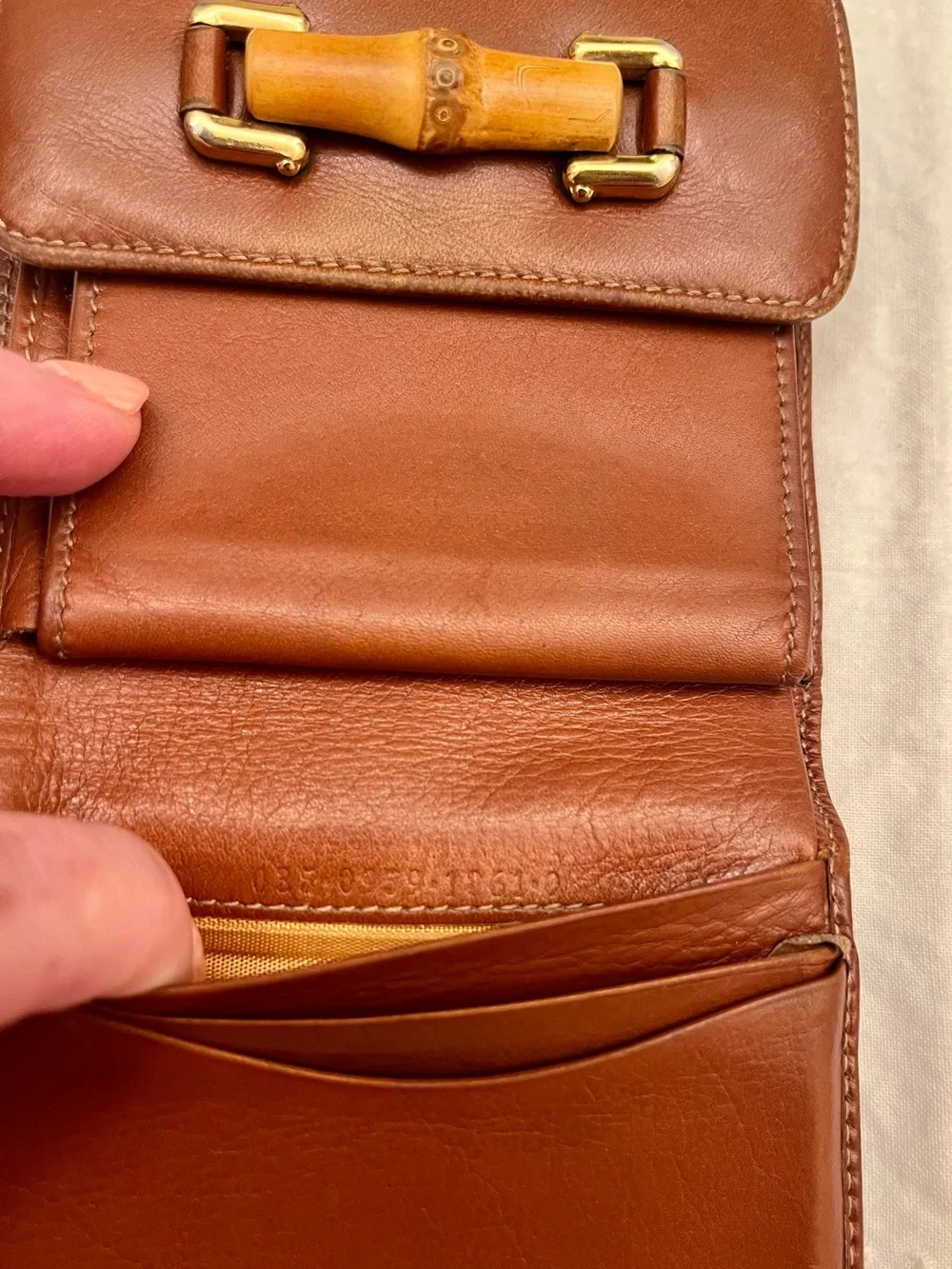 Gucci Vintage Bamboo Leather Bifold Wallet